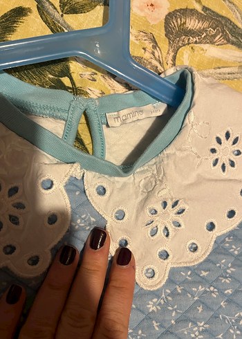 Nakışlı Mavi Bebek Önlüğü - Görsel 2