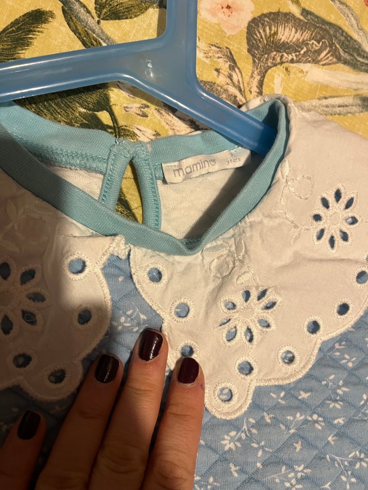 Nakışlı Mavi Bebek Önlüğü - Görsel 2