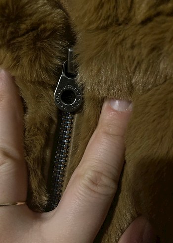 Kahverengi Kadın Midi Boy Suni Kürk Mont - Görsel 4