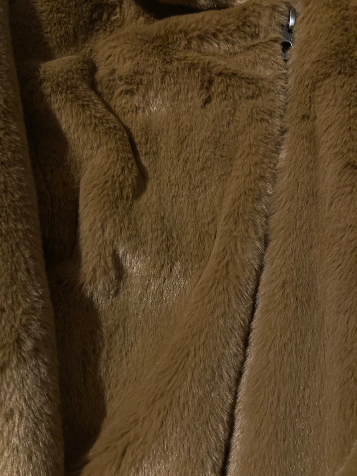 Kahverengi Kadın Midi Boy Suni Kürk Mont - Görsel 3