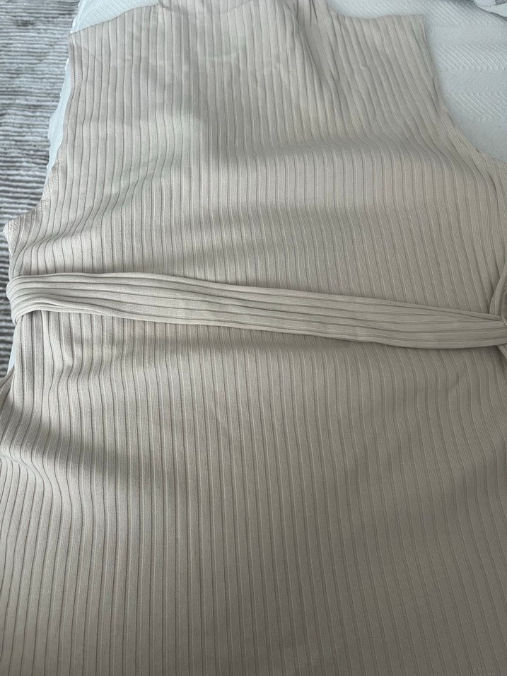 Kemerli Bej Kolsuz Kadın bluz - Görsel 5