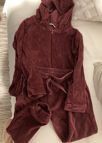 Bordo Kapüşonlu Fermuarlı Kız Eşofman Takımı #antibies - Görsel 2