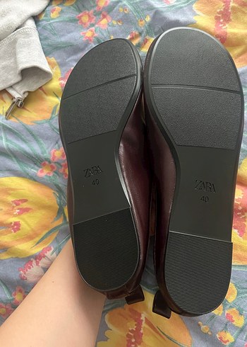 Bordo Deri Minimalist Kadın Ayakkabı - Görsel 4