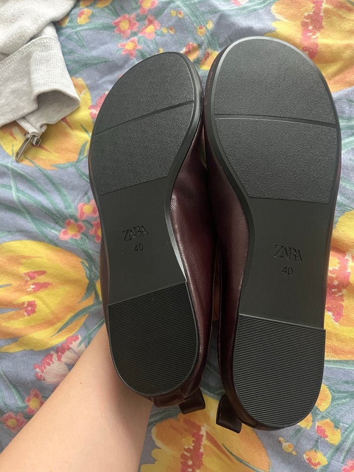 Bordo Deri Minimalist Kadın Ayakkabı - Görsel 4