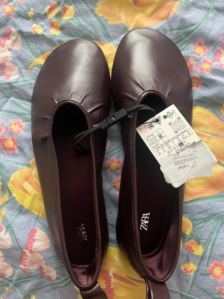 Bordo Deri Minimalist Kadın Ayakkabı - Görsel 3