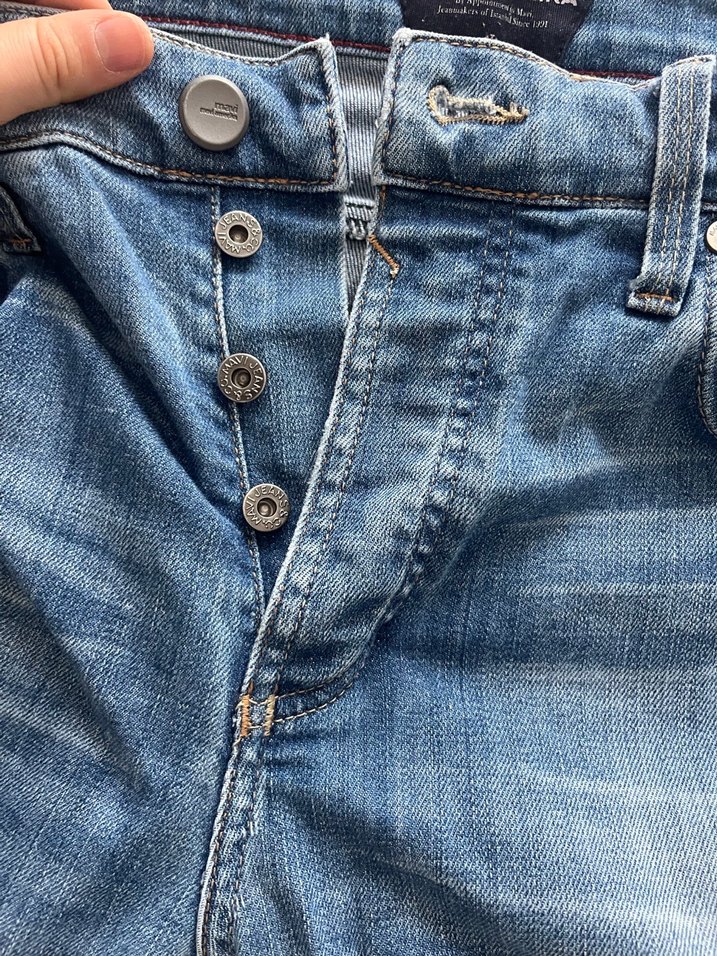 Erkek Mavi Düğmeli Bol Kesim Denim Pantolon - Görsel 3