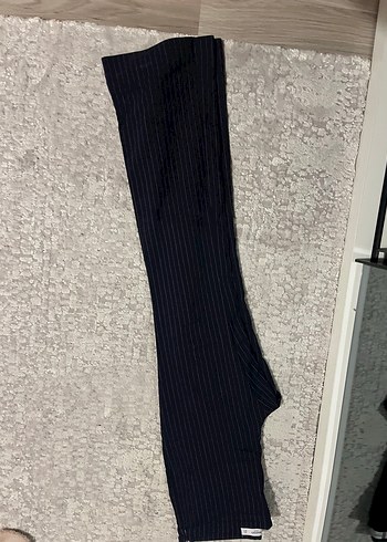 Lacivert cizgili Kadın Kumaş Pantolon - Görsel 2