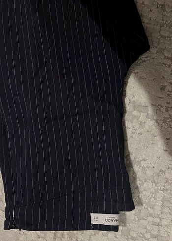 Lacivert cizgili Kadın Kumaş Pantolon - Görsel 3