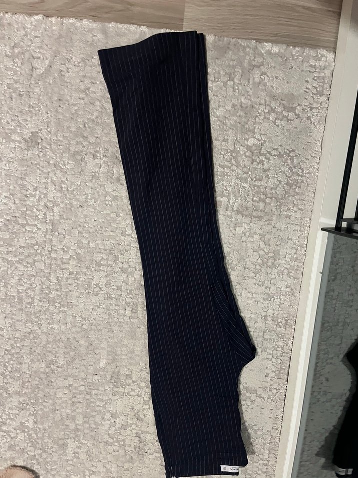 Lacivert cizgili Kadın Kumaş Pantolon - Görsel 2