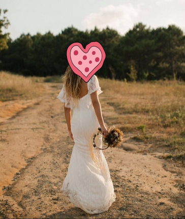 Diğer Beyaz dantel uzun nikah elbisesi