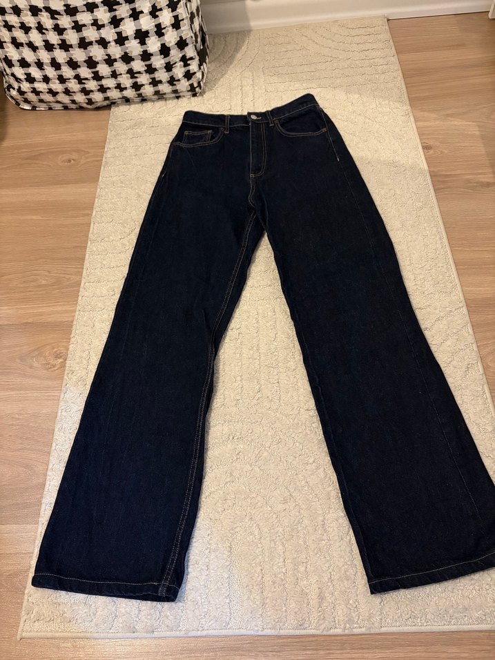 Lacivert Bol Kesim Kot Pantolon - Görsel 3