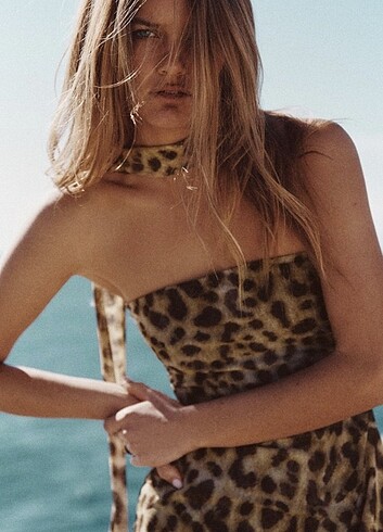 s Beden çeşitli Renk Zara leopar elbise
