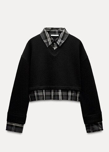 Kontrast kareli sweatshirt