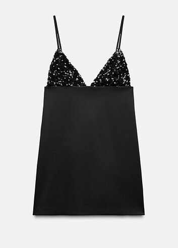 Zara Payetli kısa tulum elbise