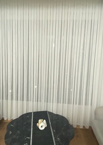 Gold çizgili Modern Beyaz Tül Perde - Görsel 3