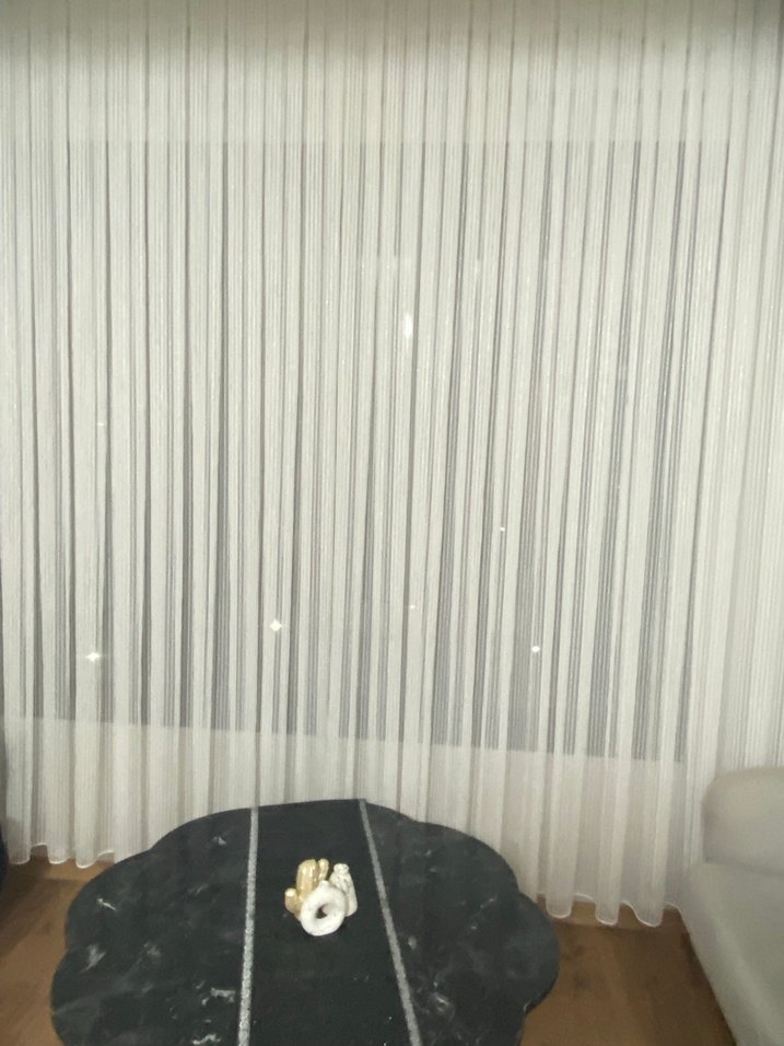 Gold çizgili Modern Beyaz Tül Perde - Görsel 3