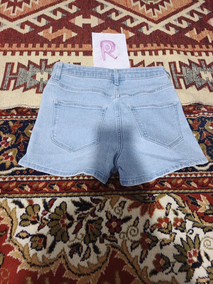 Kadın Mavi Batik Desenli Denim Mini Şort - Görsel 2