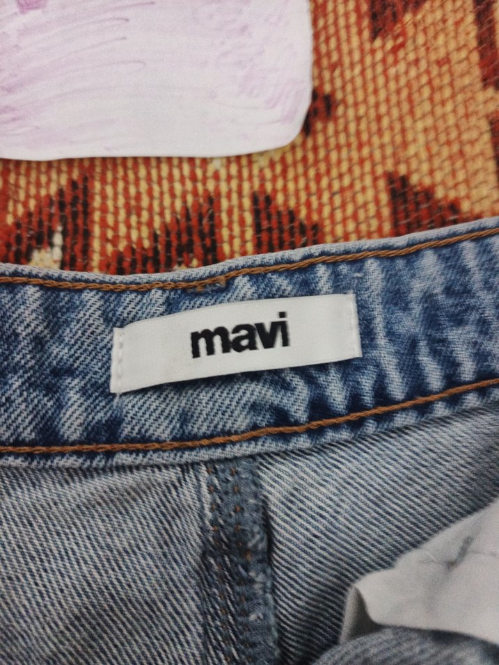 Bohem Tarzı Kemerli Koyu Mavi Mini Kot Şort - Görsel 2