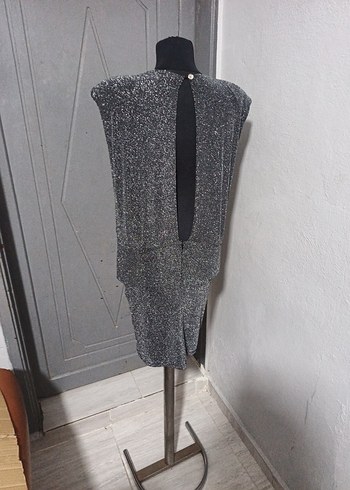 Gri Örme Mini Kadın Elbise - Görsel 3