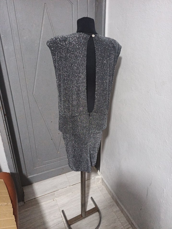 Gri Örme Mini Kadın Elbise - Görsel 3