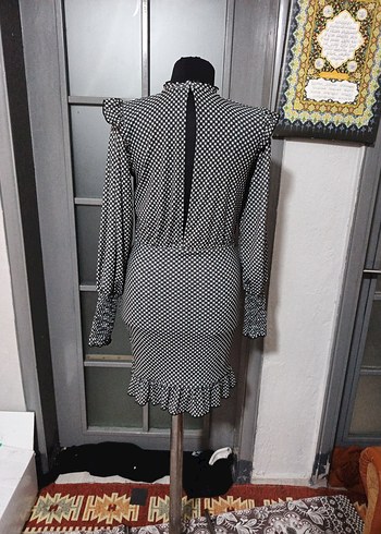 Gri Desenli Uzun Kollu Triko Elbise - Görsel 3