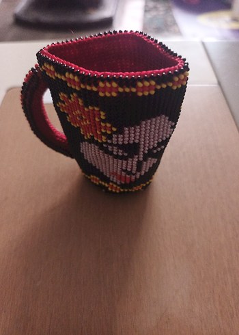 Bordo Boncuklu bardak kılıfı - Görsel 4