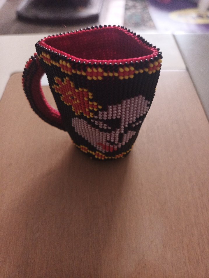 Bordo Boncuklu bardak kılıfı - Görsel 4