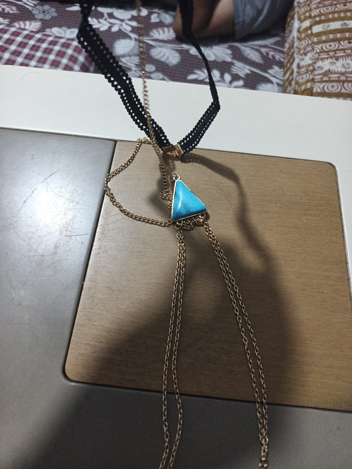 Turkuaz Taşlı Zincir Detaylı Kadın El Zinciri - Görsel 4