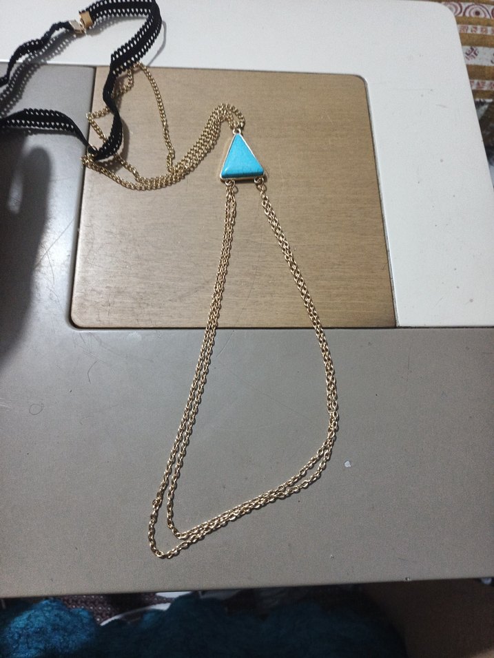 Turkuaz Taşlı Zincir Detaylı Kadın El Zinciri - Görsel 3