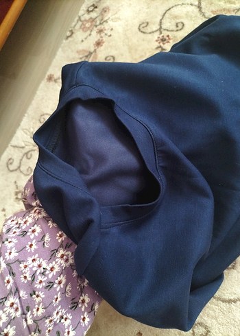 Lacivert Kısa Kollu oyşho kumaştan tişört - Görsel 6