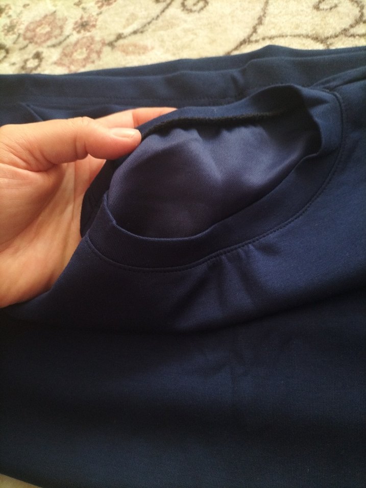 Lacivert Kısa Kollu oyşho kumaştan tişört - Görsel 3