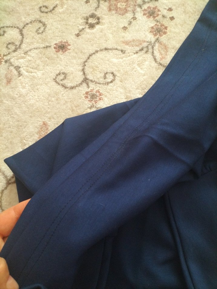 Lacivert Kısa Kollu oyşho kumaştan tişört - Görsel 4