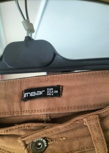 Kahverengi keten Kadın Pantolon - Görsel 3