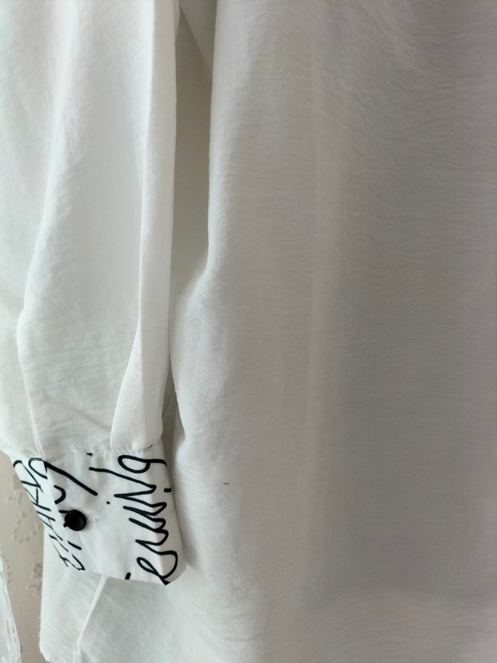 Gri Baskılı Kadın Keten Gömlek - Görsel 5