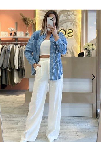 Quzu beyaz palazzo pantolon - Görsel 2