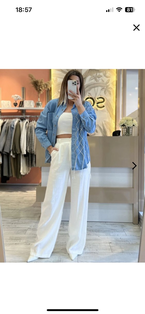 Quzu beyaz palazzo pantolon - Görsel 2