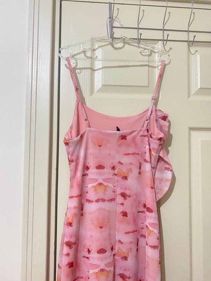 Pembe Likralı Uzun Bohem Elbise - Görsel 2