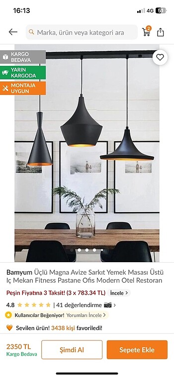 Üçlü avize sarkıt