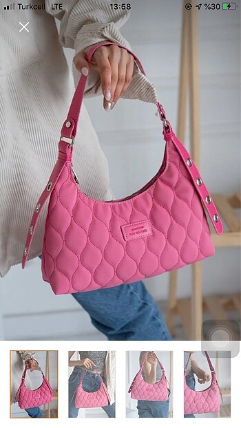 Pembe baget çanta