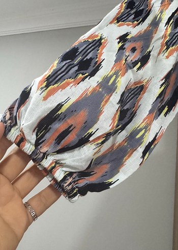 V Yaka Düğmeli Mini Bohem Elbise - Görsel 7