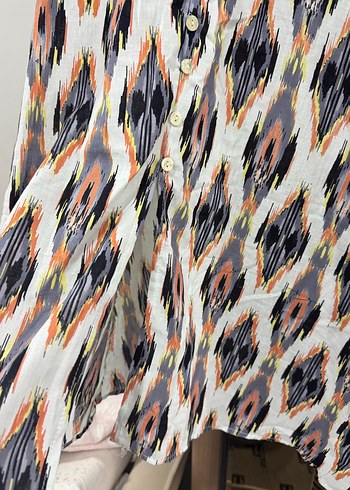 V Yaka Düğmeli Mini Bohem Elbise - Görsel 4