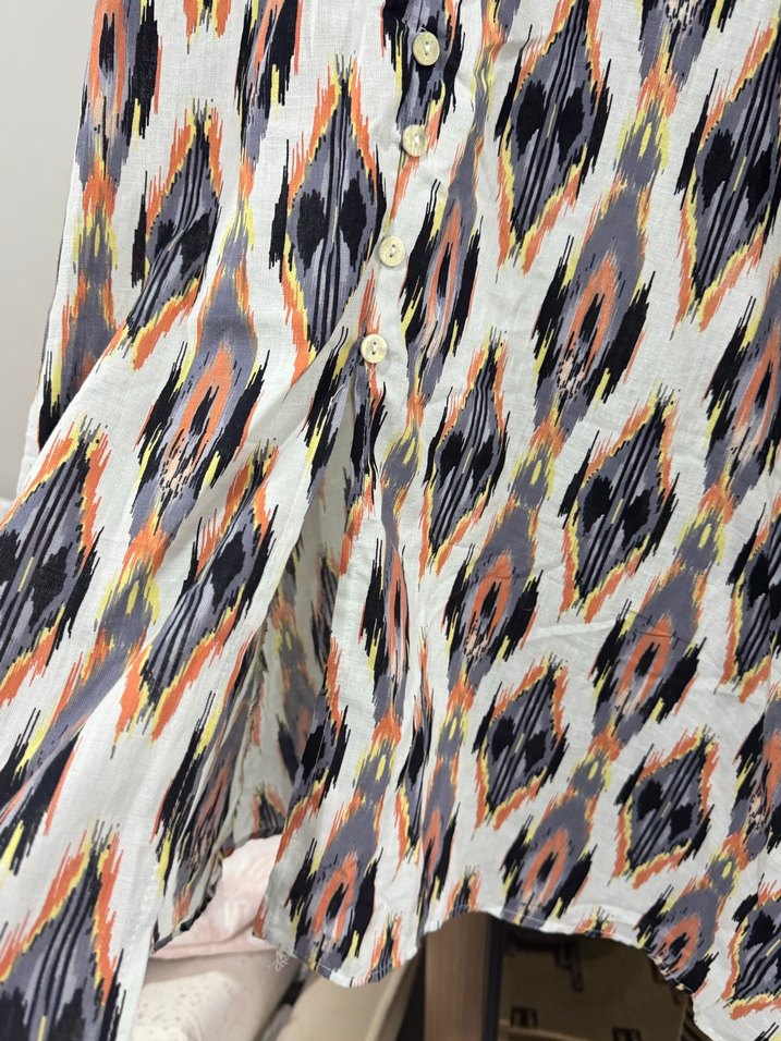 V Yaka Düğmeli Mini Bohem Elbise - Görsel 4