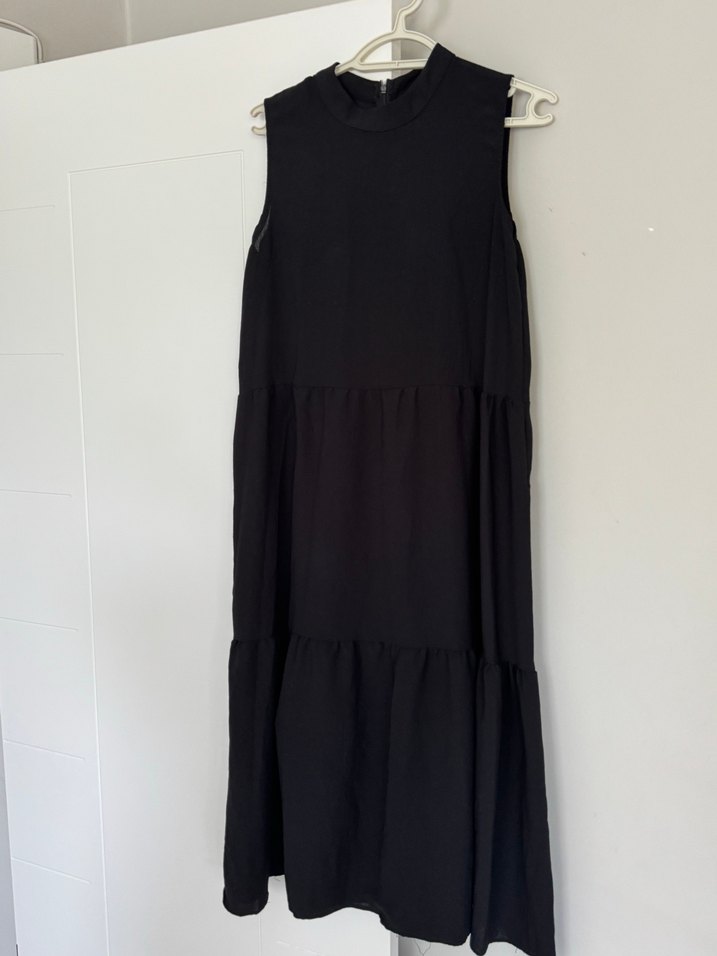 Siyah Kolsuz Uzun Elbise - Görsel 5