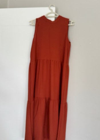 Kolsuz Midi Kırmızı Elbise - Görsel 8