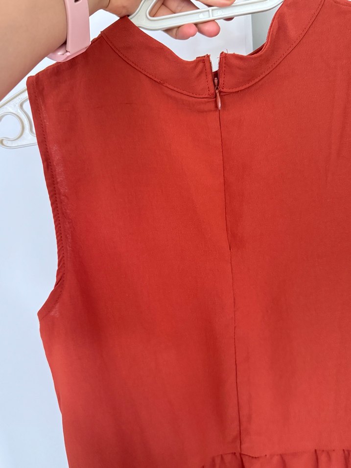 Kolsuz Midi Kırmızı Elbise - Görsel 2