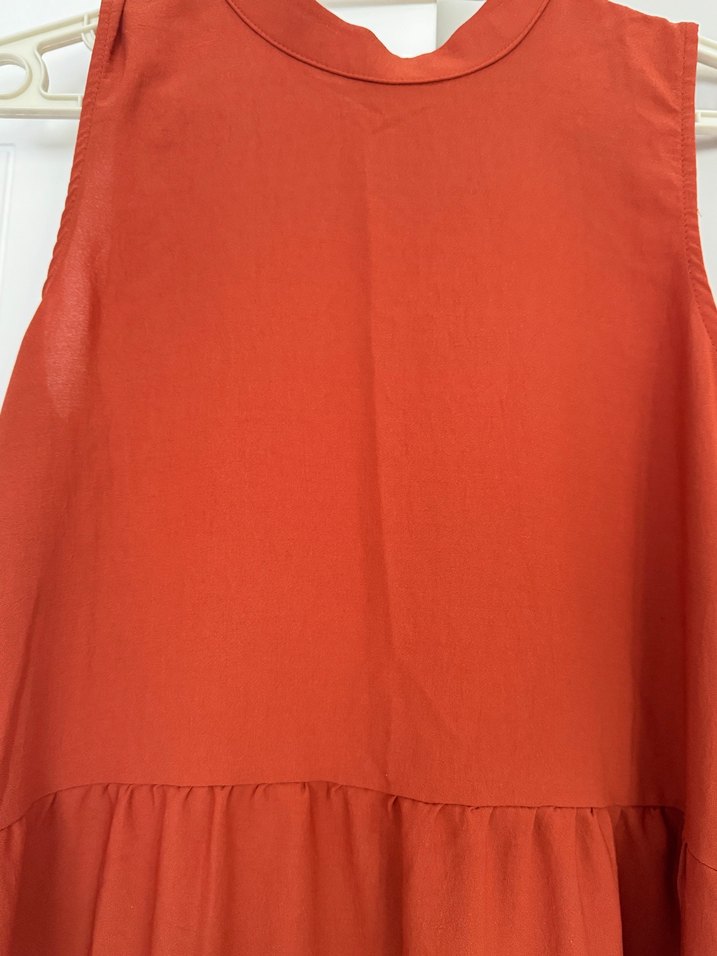 Kolsuz Midi Kırmızı Elbise - Görsel 4