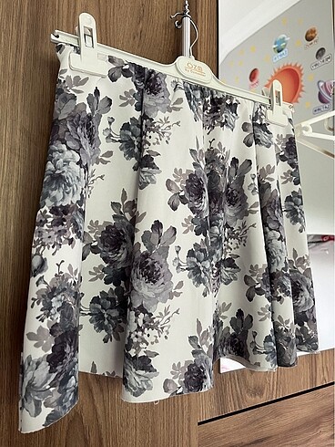 Renkli beli lastikli mini etek - Görsel 6