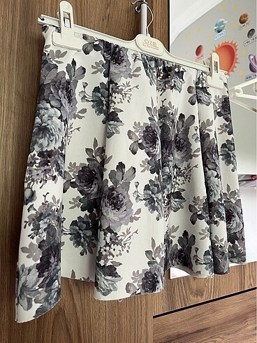 Renkli beli lastikli mini etek - Görsel 5