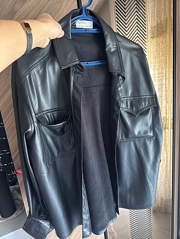 BERSHKA düğmeli deri gömlek ceket