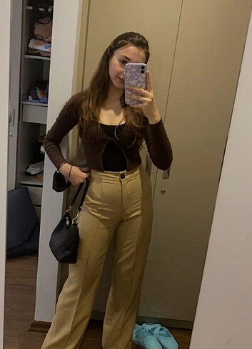 34 Beden Bershka Kahverengi Kumaş Pantolon